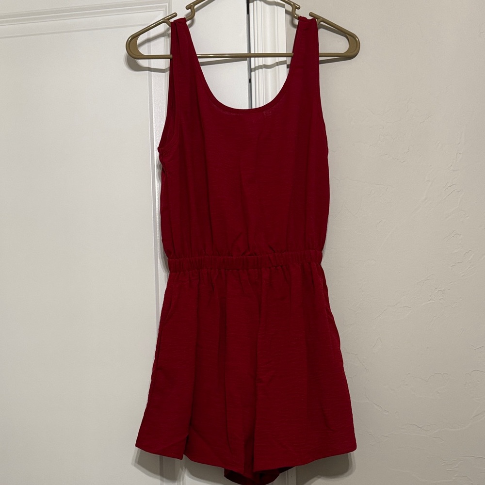 Women’s Red Romper with open back tie